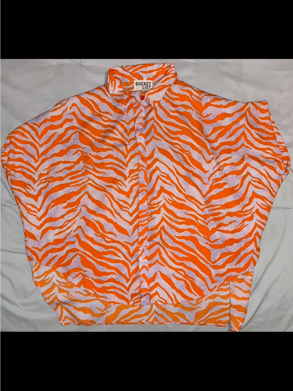 BUCKETLIST Orange & White Zebra Print Shirt